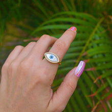 Load image into Gallery viewer, Gold Mother of Pearl Evil Eye Ring ( Gold )
