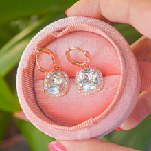 Load image into Gallery viewer, Cushion Diamond Huggies Ear Studs Earrings - Rose Gold
