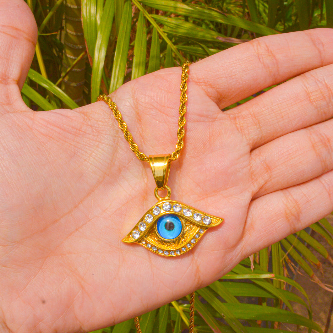 Blingy Starry Bold Evil Eye Necklace ( Gold )