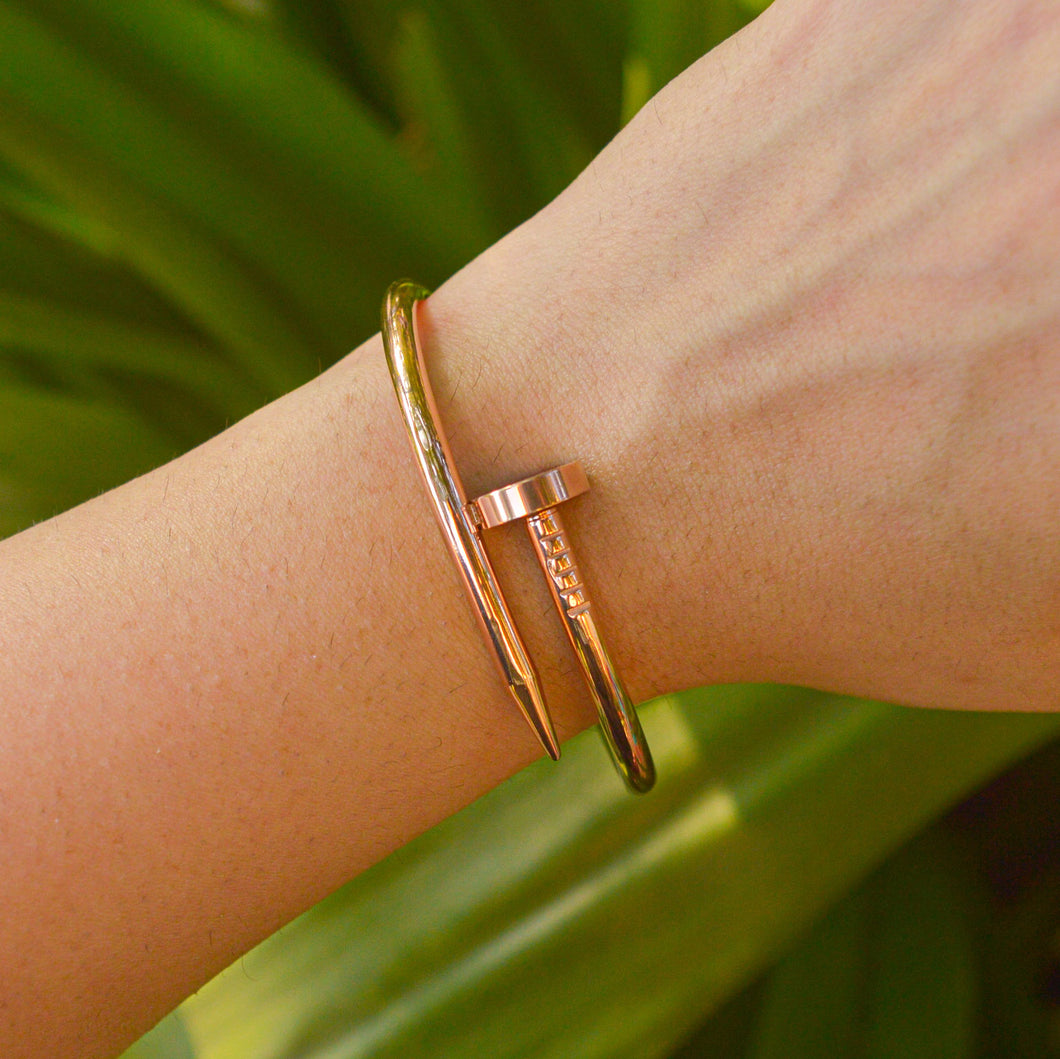 Nail Style Kadha Bangle Bracelet (Rose Gold )