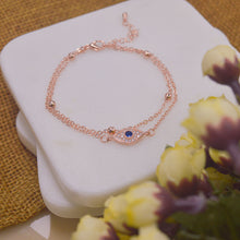 Load image into Gallery viewer, Evil Eye Sapphire Layered Bracelet ( Rose Gold )
