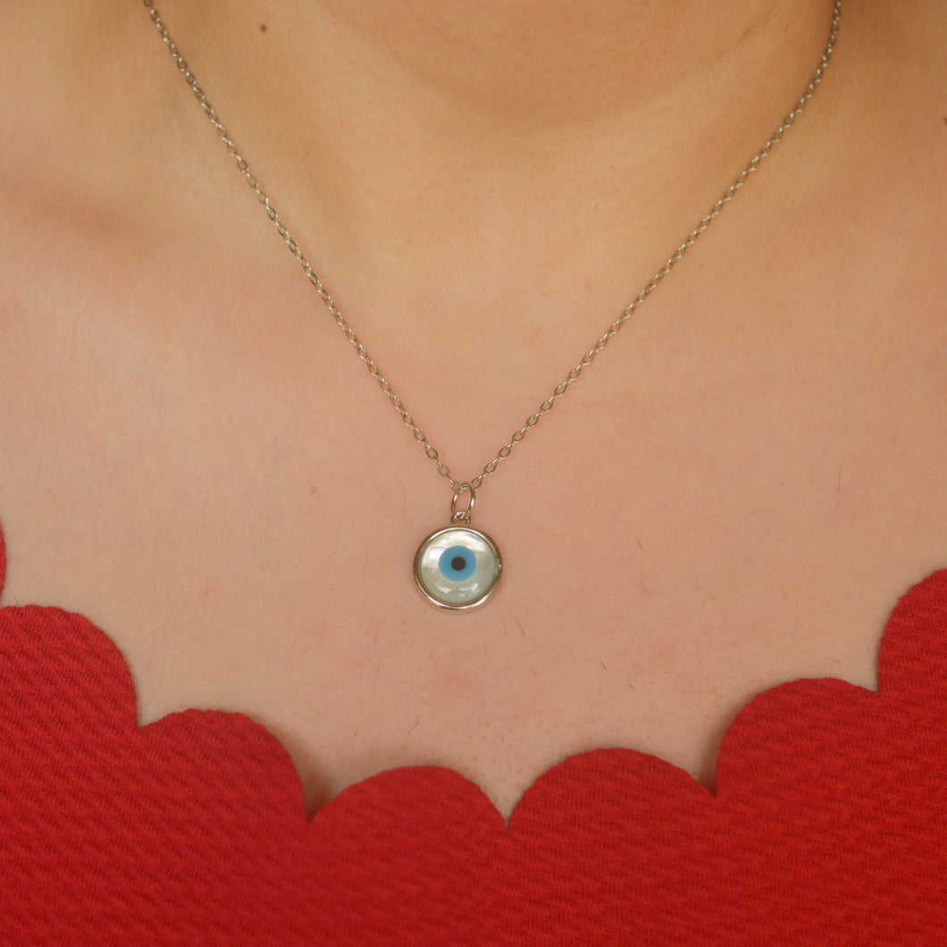 Silver Round Mother of Pearl Necklace