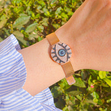 Load image into Gallery viewer, Evil Eye Stack Up Watch Style Bracelet ( Rose Gold )

