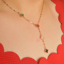 Load image into Gallery viewer, 4 Clover Red Green Stylish Necklace - Rose Gold
