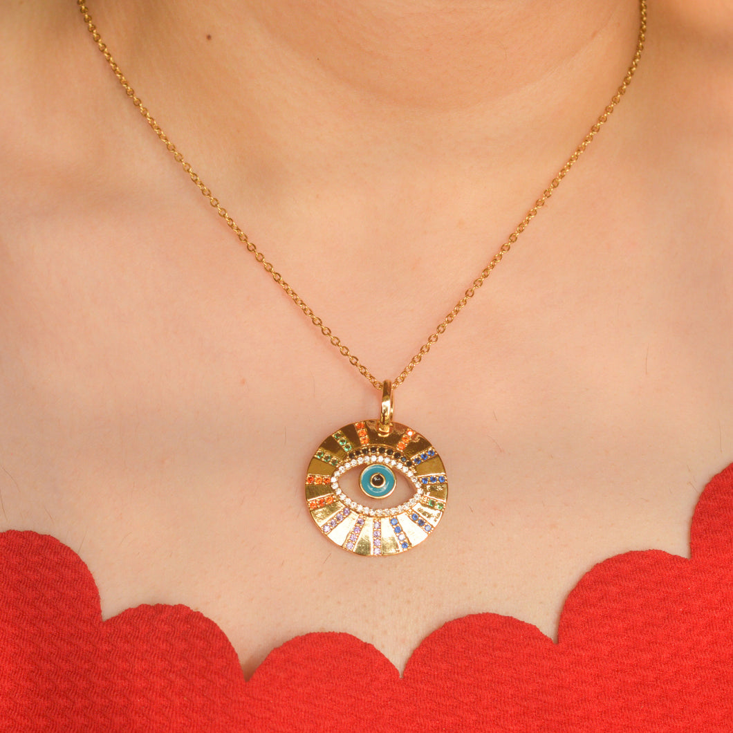 Reva Turkish Evil Eye Pendant Necklace – Beauty and The Button