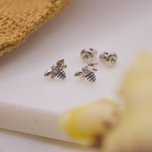Load image into Gallery viewer, Tiny Bee Bug Ear Studs Earrings - Silver
