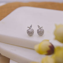 Load image into Gallery viewer, Apple Diamond Earrings Ear Studs - Silver
