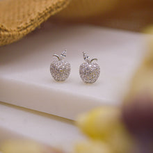 Load image into Gallery viewer, Apple Diamond Earrings Ear Studs - Silver
