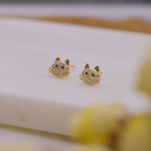 Load image into Gallery viewer, Tiny Kitten Cat Earrings Ear Studs Earrings - Gold

