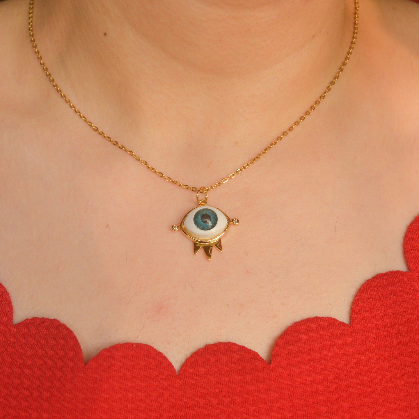 Devil's Evil Eye Protector Necklace - Gold
