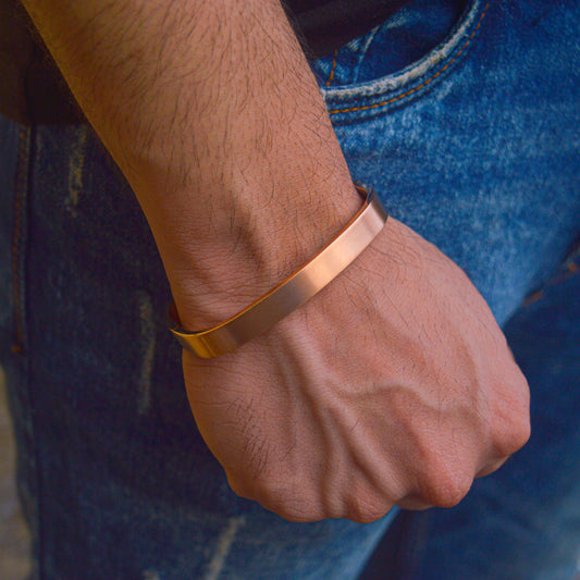 Men Rose Gold Matte Rectangle Shape Kadha Bangle Bracelet