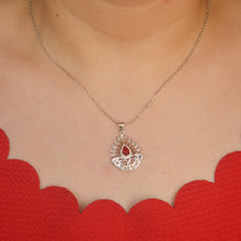 Load image into Gallery viewer, Red Peacock Necklace - Silver
