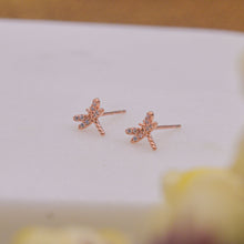 Load image into Gallery viewer, Lashes Evil Eye , Dragonfly , Diamond Tiny Ear Studs Earrings ( Set of 3 ) - Rose Gold
