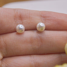 Load image into Gallery viewer, Tiny White Pearl Ear Studs Earrings - Gold
