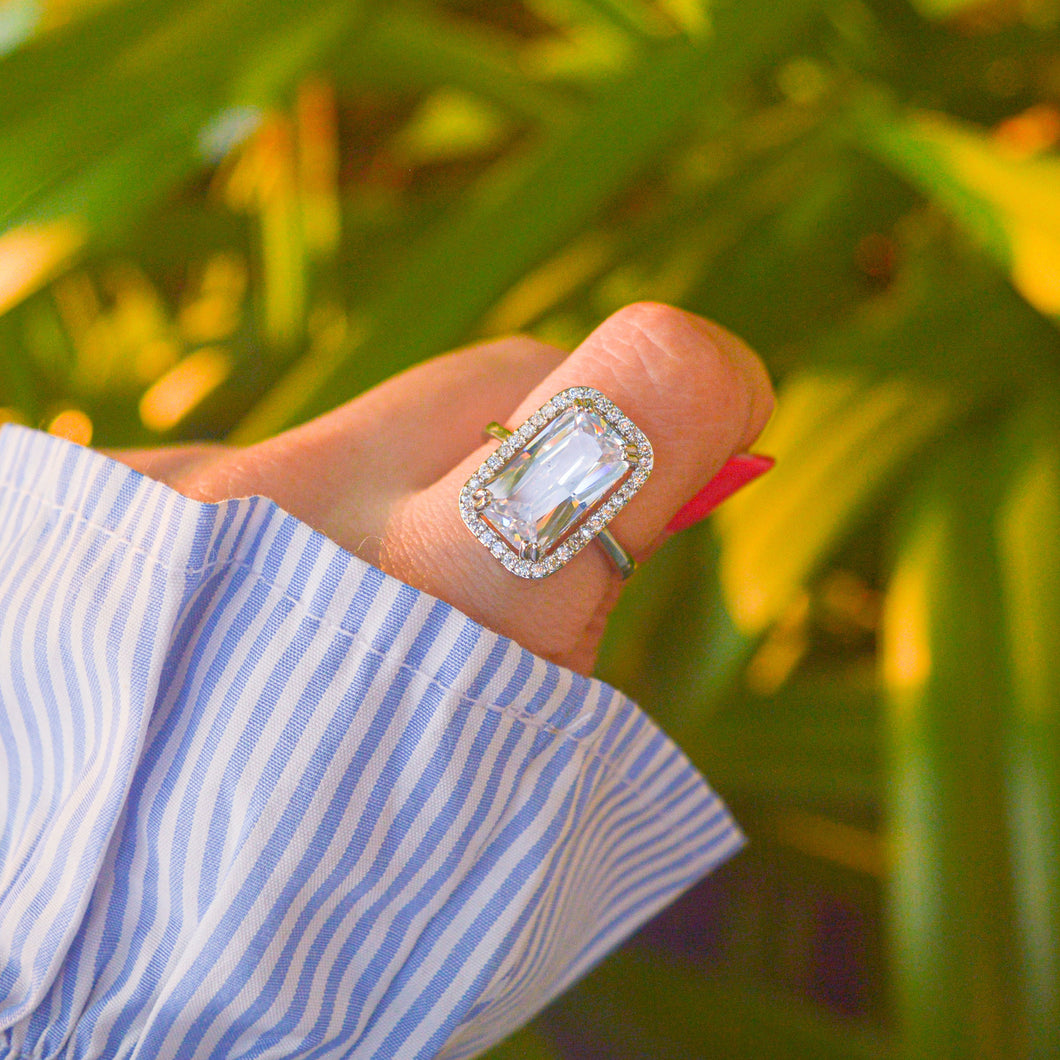 Alina Diamond Solitaire Adjustable Ring ( Silver )