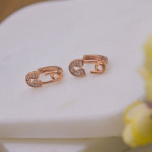 Load image into Gallery viewer, Safety Pin Ear Huggies Earrings Studs - Rose Gold
