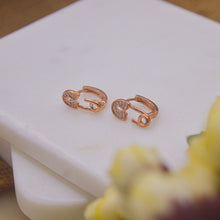 Load image into Gallery viewer, Safety Pin Ear Huggies Earrings Studs - Rose Gold
