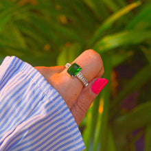 Load image into Gallery viewer, Emerald Green Solitaire Ring - Silver
