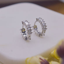 Load image into Gallery viewer, Baguette Diamond Studded Earrings Huggies Bali - Silver
