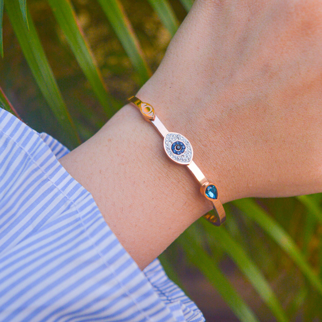 Evil Eye Bracelet, Cuff Bracelet, Evil Eye Bangle Bracelet, Evil Eye Beads,  Rose Gold Silver Bracelet, Evil Eye Jewelry, Bangles, Cuff - Etsy