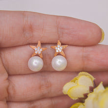 Load image into Gallery viewer, Starfish Pearl Ear Studs Earrings - Rose Gold

