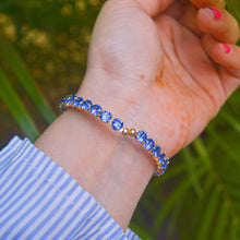 Load image into Gallery viewer, Amory Sapphire Blue Stones Kadha Bracelet Bangle - Rose Gold
