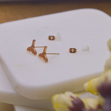 Load image into Gallery viewer, Dolphin Tail Fin Ear Studs Earrings - Rose Gold
