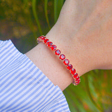 Load image into Gallery viewer, Red Ruby Stones Kadha Bracelet Bangle - Rose Gold
