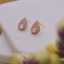 Load image into Gallery viewer, Drop Shape Studded Diamond Earrings Ear Studs - Rose Gold
