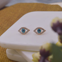 Load image into Gallery viewer, Blue Retina Evil Eye Ear Studs Earrings ( Rose Gold )
