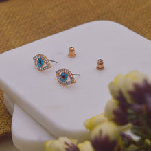 Load image into Gallery viewer, Blue Retina Evil Eye Ear Studs Earrings ( Rose Gold )
