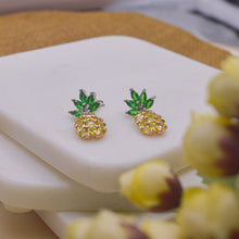 Load image into Gallery viewer, Pineapple Tree Yellow Green Studded Earrings

