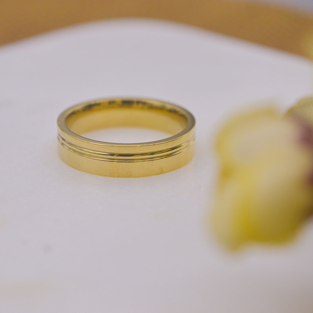 Classic Plain Gold Couple Ring Band / Men Promise Ring
