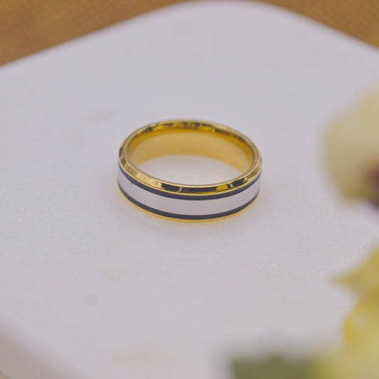 Silver And Black Striped Ring Band (Size 7 US)