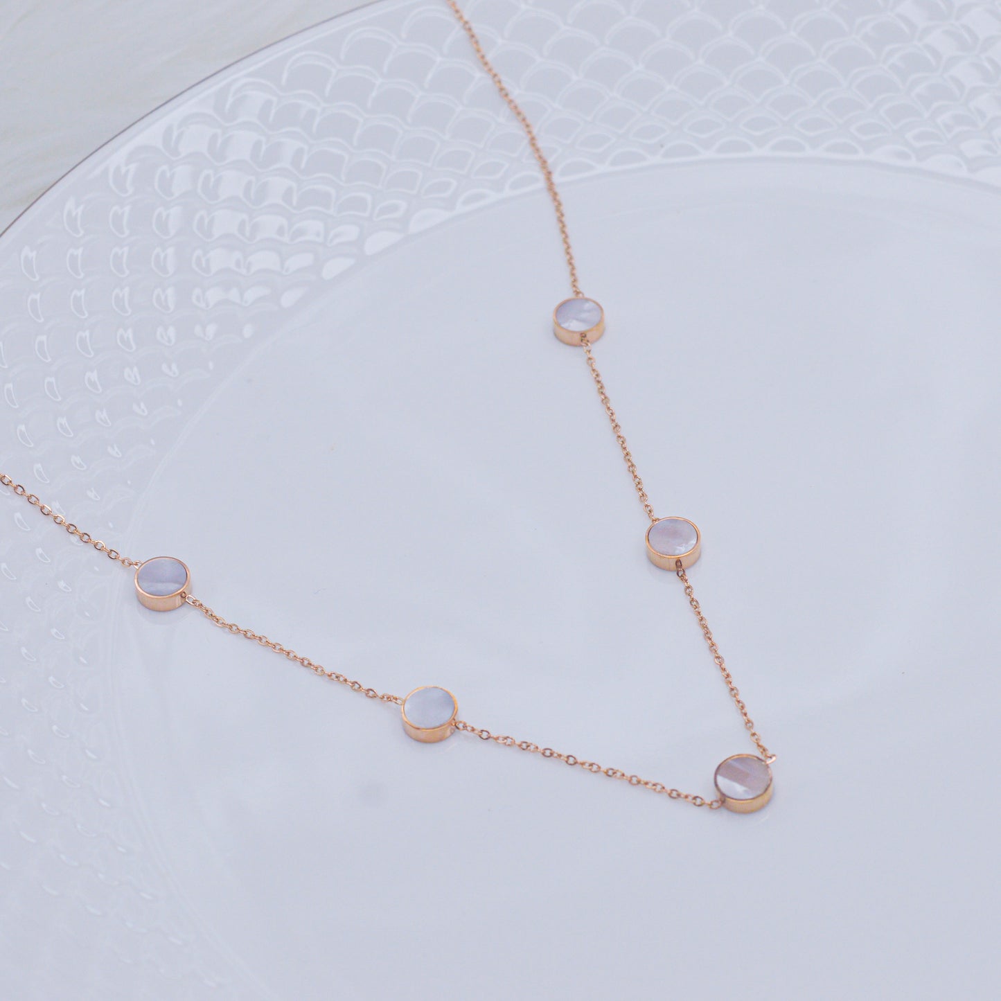 Mother of Pearl Reversible Necklace ( Rose Gold )