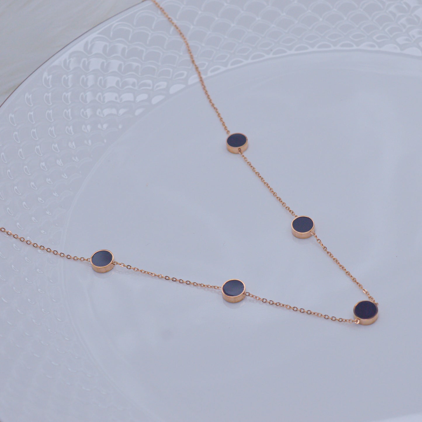 Mother of Pearl Reversible Necklace ( Rose Gold )