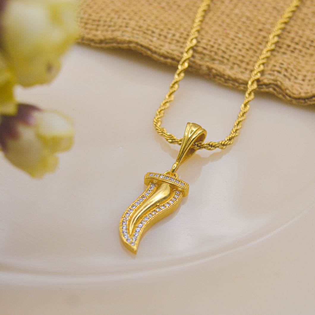 Sword in Rope Chain Necklace - Gold