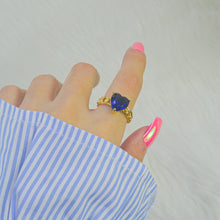 Load image into Gallery viewer, Princess Sapphire Blue Heart Adjustable Ring ( Gold )
