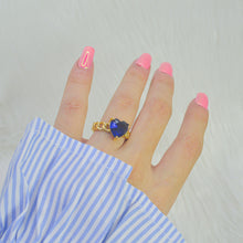 Load image into Gallery viewer, Princess Sapphire Blue Heart Adjustable Ring ( Gold )
