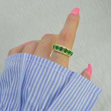 Load image into Gallery viewer, Oval Emerald Green Band Adjustable Ring ( Gold )
