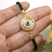 Load image into Gallery viewer, Unisex Sapphire Evil Eye Bracelet - Gold
