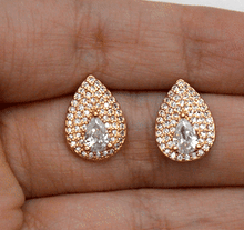 Load image into Gallery viewer, Drop Shape Studded Diamond Earrings Ear Studs - Rose Gold
