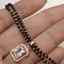 Load image into Gallery viewer, Solitaire Mangalsutra Black Beaded Bracelet - Rose Gold
